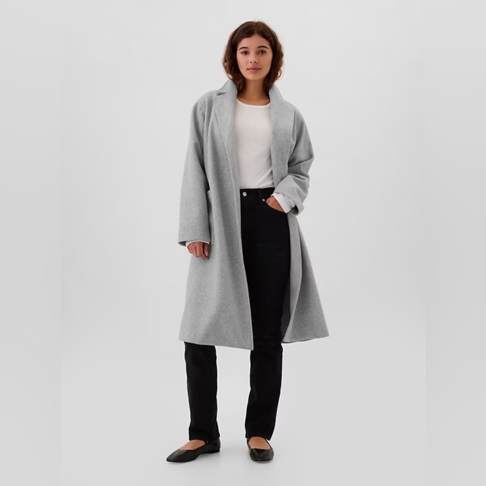 Gap (Factory) L Relaxed Wrap Topcoat - Light Heather Gray **Worn Once